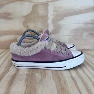 Converse Axdans ads STAR Fur Lined Low Top Womans Shoes Size 10.5 Velvet Pink